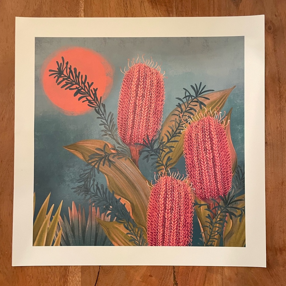 13” x 13” Art Print Botanical Protea Print Tropical Frameable Art